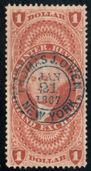 #R 69c F/VF, S-O-N blue hand cancel, lovely color!