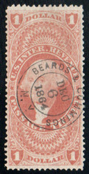 #R 74c F/VF, hand cancel, terrific color!