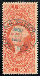 #R 77c Fine+, blue hand cancel, vibrant color!