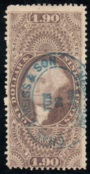 #R 80c F/VF, S-O-N blue hand cancel, vivid color!