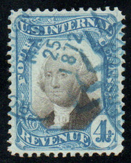 #R106 XF, blue hand cancel, wonderful color!