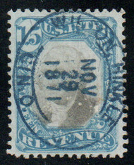 #R110 XF, S-O-N blue hand cancel, nice color!