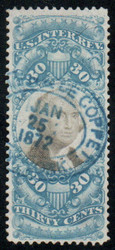 #R113 VF/XF, blue hand cancel, gorgeous color, CHOICE!