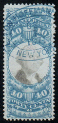 #R114 VF+, blue hand cancel, terrific color!