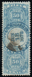 #R115 XF-SUPERB JUMBO, S-O-N blue hand cancel, wonderful color!