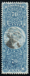 #R117 VF, multiple blue hand cancels, bold color!