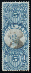 #R127 XF/SUPERB, S-O-N blue hand cancel, stunning color, CHOICE!