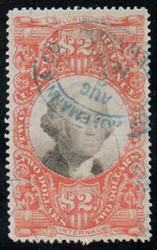 #R145 VF/XF, blue hand cancel, bright color, CHOICE!