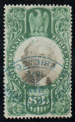 #R147 F/VF, S-O-N blue hand cancel, gorgeous color!