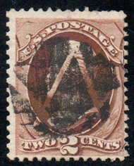 # 146 F-VF, "Masonic square & compass" cancel, lovely color!