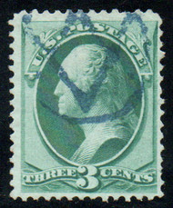 # 147 VF, blue "Masonic square & compass" cancel, super fresh!
