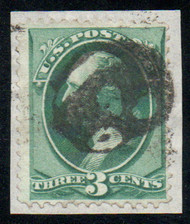 # 158 F-VF, on piece, "mask" cancel, very nice!