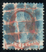 # 159 VF, blue "geometric grid" cancel, terrific color!