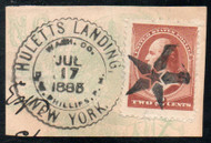 # 210 F-VF JUMBO, on piece, super fancy clear "star in star" w/ Huletts Landing cancel, MONSTER STAMP, super!
