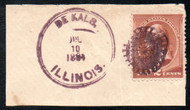 # 210 VF+, on piece w/ De Kalb, Illinois postmark, purple "wheel of fortune" cancel, bold color!