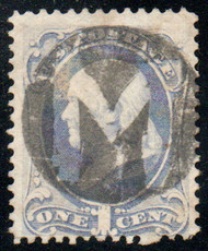 # 156 F-VF, negative "M in circle" cancel, pretty color!