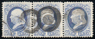 # 156 VF, Strip, negative "C in circle" cancel, fresh color!