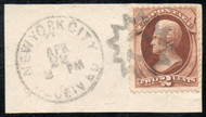 # 157 Fine, on piece, fancy "C in star & NYC" cancel, bold color!