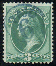 # 158 F-VF, blue "PAID 6 in circle" cancel, lovely color!