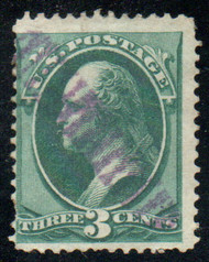 # 158 F-VF, purple fancy cancel, vivid color!