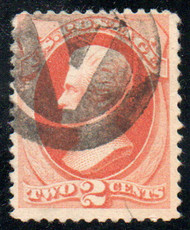 # 178 F-VF, "V in circles" cancel, tiny thin, terrific color!