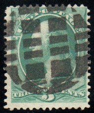 # 184 F-VF, fancy "circle w/ rectangles within" cancel, very nice!