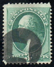 # 184 F-VF, negative "top hat in circle" cancel, tear, robust color!