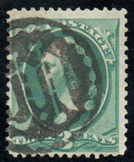 # 184 VF, super fancy negative "M in circle" cancel, small faults, vivid color!