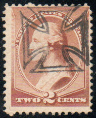 # 210 F-VF, fancy hollowed "Maltese cross" cancel, lovely color!