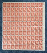 #1030a 1/2c Franklin, F/VF or better OG NH, Full Sheet of 100, STOCK PHOTO (sheets will be fault free, if you want a special position or plate number, please ask)