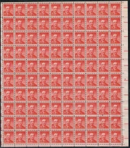 #1039a 6c Roosevelt, dry, F/VF or better OG NH, Full Sheet of 100, STOCK PHOTO (sheets will be fault free, if you want a special position or plate number, please ask)