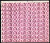 #1043 9c Alamo, F/VF or better OG NH, Full Sheet of 100, STOCK PHOTO (sheets will be fault free, if you want a special position or plate number, please ask)
