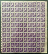 #1051a 50c Susan B. Anthony, dry print, F/VF or better OG NH, Full Sheet of 100, STOCK PHOTO (sheets will be fault free, if you want a special position or plate number, please ask)