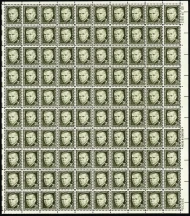 #1289 20c Mashall, shiny gum, F/VF or better OG NH, Full Sheet of 100, STOCK PHOTO (sheets will be fault free, if you want a special position or plate number, please ask)