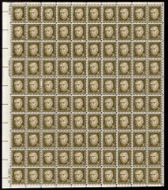#1289a 20c Marshall, tagged, shiny gum, F/VF or better OG NH, Full Sheet of 100, STOCK PHOTO (sheets will be fault free, if you want a special position or plate number, please ask)