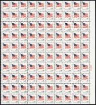#1597 15c Ft. McHenry Flag, A press (floating), large block tagging, F/VF or better OG NH, Full Sheet of 100, STOCK PHOTO (sheets will be fault free, if you want a special position or plate number, please ask)