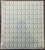 #1605v Lighthouse, dull gum, F/VF or better OG NH, Full Sheet of 100, STOCK PHOTO (sheets will be fault free, if you want a special position or plate number, please ask)