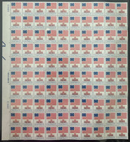 #1622C 13c Flag, rare perf, F/VF or better OG NH, Full Sheet of 100, STOCK PHOTO (sheets will be fault free, if you want a special position or plate number, please ask)