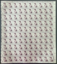 #1860 20c Bunche, F/VF or better OG NH, Full Sheet of 100, STOCK PHOTO (sheets will be fault free, if you want a special position or plate number, please ask)