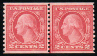 # 454 F/VF OG NH, Line Pair, a rare coil line pair, nice price!