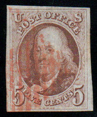 #   1 F/VF, orange grid cancel, rich color!