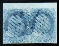 #   5A VF, Pair, w/PF (07/26) CERT, position 4-5R1E, super nice lighter blue grid cancel, a seldom seen single let alone a pair, only purchase with a valid certificate, fakes exist, VERY NICE!