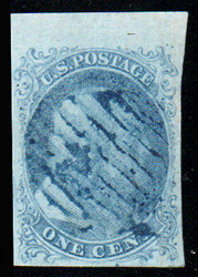 # 5A VF/XF, w/PF (07/26) CERT, 6RE1 being the best example to show off the type Ib characteristics, small tear in right margin (could possibly be cut out and might barely affect the design), lighter blue grid cancel, WOW!