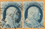 #  23 Fine+ on piece, Pair, w/PSAG (06/26) CERT, a wonderful pair, no perforation problems, Lovely Pair!