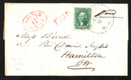 #  31 F/VF on cover, w/PSAG (06/26) CERT, a very fresh stamp with three large margins, lovely red markings to Canada!  Super