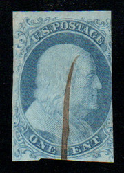 # 5 Fine+, w/PSAG (12/16) and PF (05/72) CERTS, top margin single, position 7R1E, three large margins, just cut on the right side, small flaws (scuffs and crease), which do not detract from this scarce type I, Scott's value as Fine at $45k.ÿ