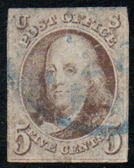 #   1 F/VF, light blue cancel, small thin, nice price