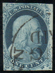 #   7 F/VF, lovely town cancel, fresh stamp