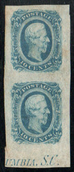 Confed #12 SUPERB JUMBO NH, Pair, usual dry gum, plate number