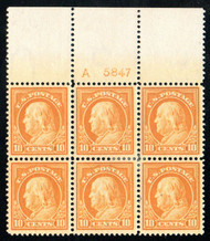 # 416 PLATE BLOCK, VF/XF OG H, bright color, nice margins, CHOICE!